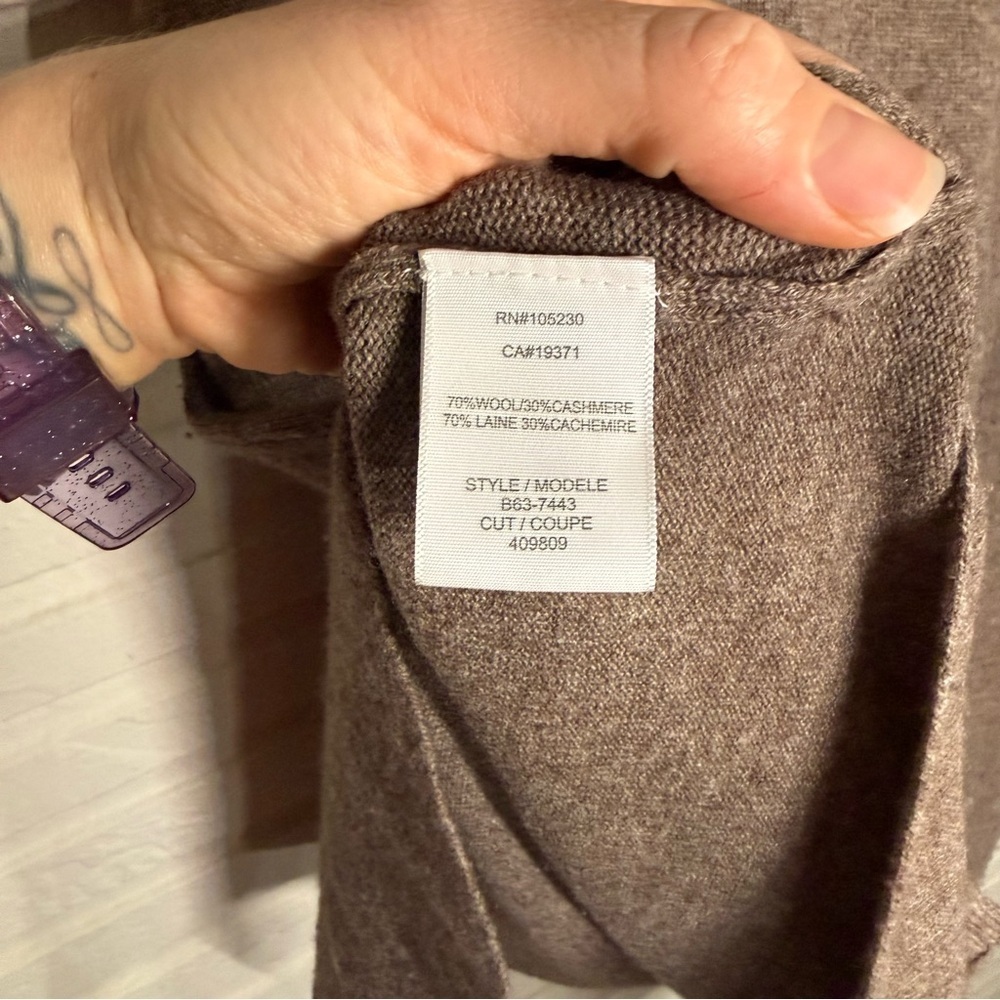 Joie Brown Wool Cashmere Blend Oversized Asymmetrical Sweater, Women’s Size XS - Picture 7 of 8